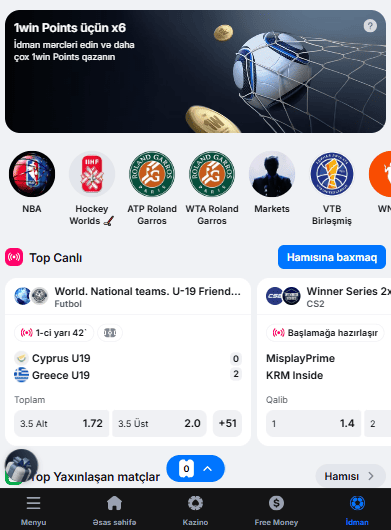 1win-də idman mərclərinin icmalı