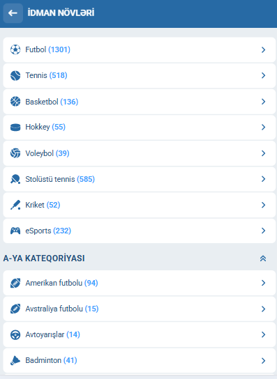 1xBet-də idman mərclərinin icmalı